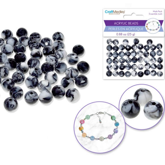 🆕 NEW 10 mm Acrylic Beads: 10mm Round Multi-Packs 25g / 0.88 oz Marble Classic - Picture 1 of 5